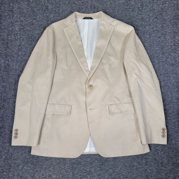 Boss Hugo Boss Mens Size 38R Sport Blazer Jacket Beige Cotton Two-Button - Picture 1 of 14